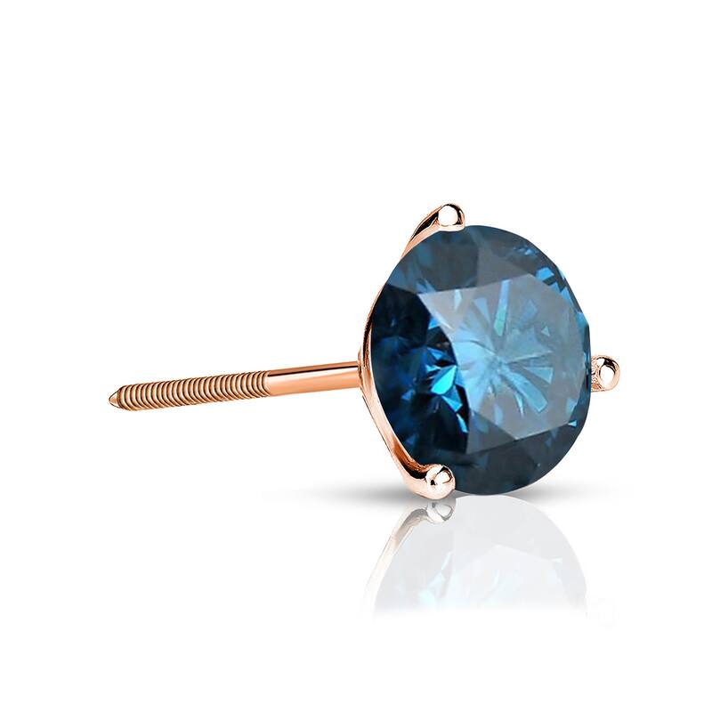 Auriya 14k Gold 1/3ct TDW Round SINGLE (1) Blue Diamond Stud Earring