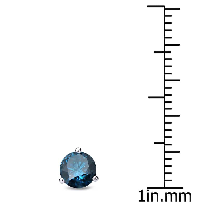 Auriya 1/2ctw 3-Prong Martini Round Blue Diamond SINGLE (1) Stud Earring 14k Gold