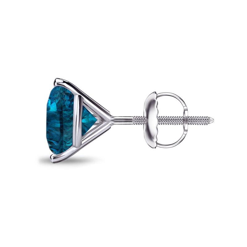 Auriya 14k Gold 1ct TDW Round SINGLE (1) Blue Diamond Stud Earring