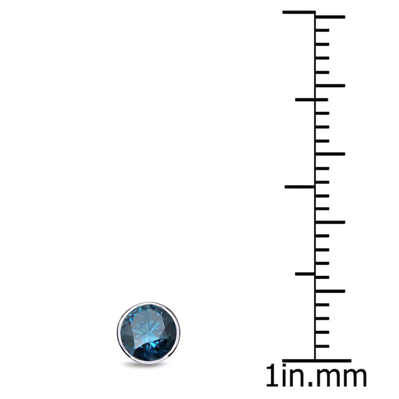 Auriya 1/4ctw Bezel-Set Round Blue Diamond SINGLE (1) Stud Earring 14k Gold