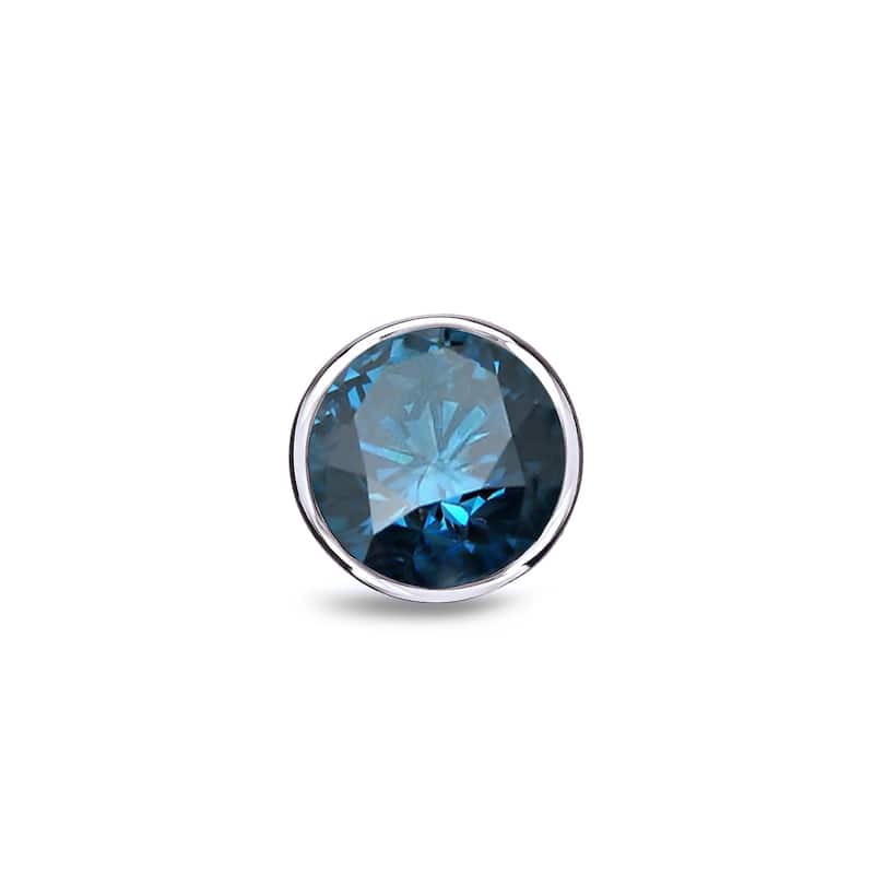 Auriya 14k Gold 1/3ct TDW Bezel-Set Round SINGLE (1) Blue Diamond Stud Earring