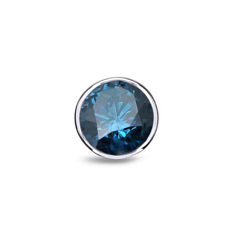 Auriya 1/2ctw Bezel-Set Round Blue Diamond SINGLE (1) Stud Earring 14k Gold