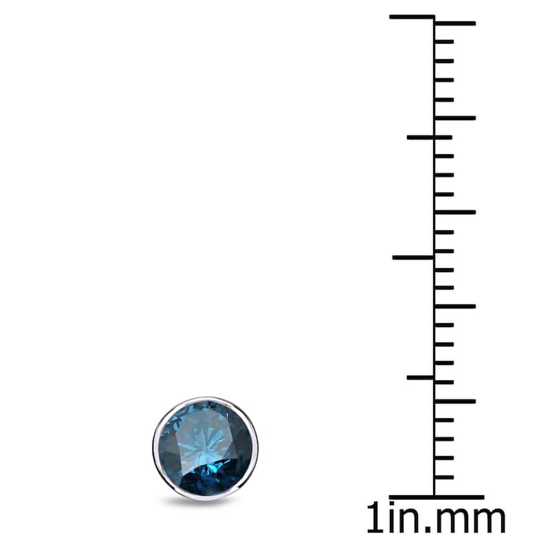 Auriya 1/2ctw Bezel-Set Round Blue Diamond SINGLE (1) Stud Earring 14k Gold