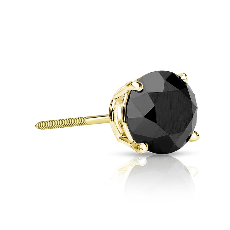 Auriya 1/4ctw Round Black Diamond SINGLE (1) Stud Earring 14k Gold - Yellow
