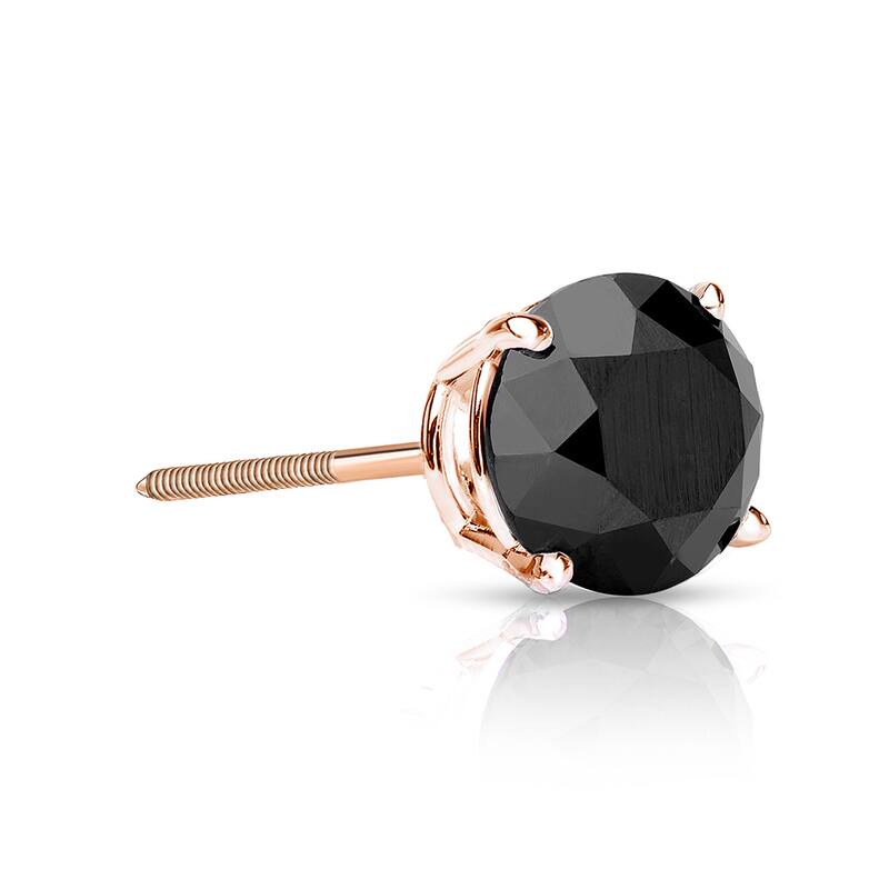 Auriya 1/4ctw Round Black Diamond SINGLE (1) Stud Earring 14k Gold - Rose