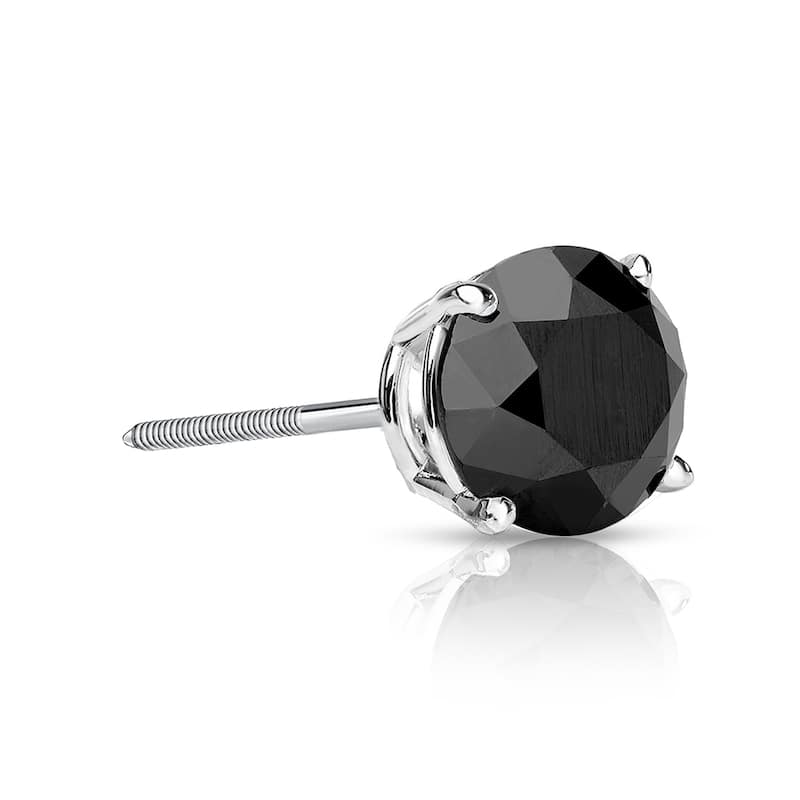 Auriya 1/4ctw Round Black Diamond SINGLE (1) Stud Earring 14k Gold - White