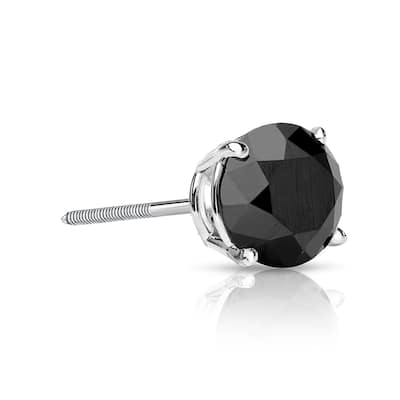 Auriya 1/4ctw Round Black Diamond SINGLE (1) Stud Earring 14k Gold