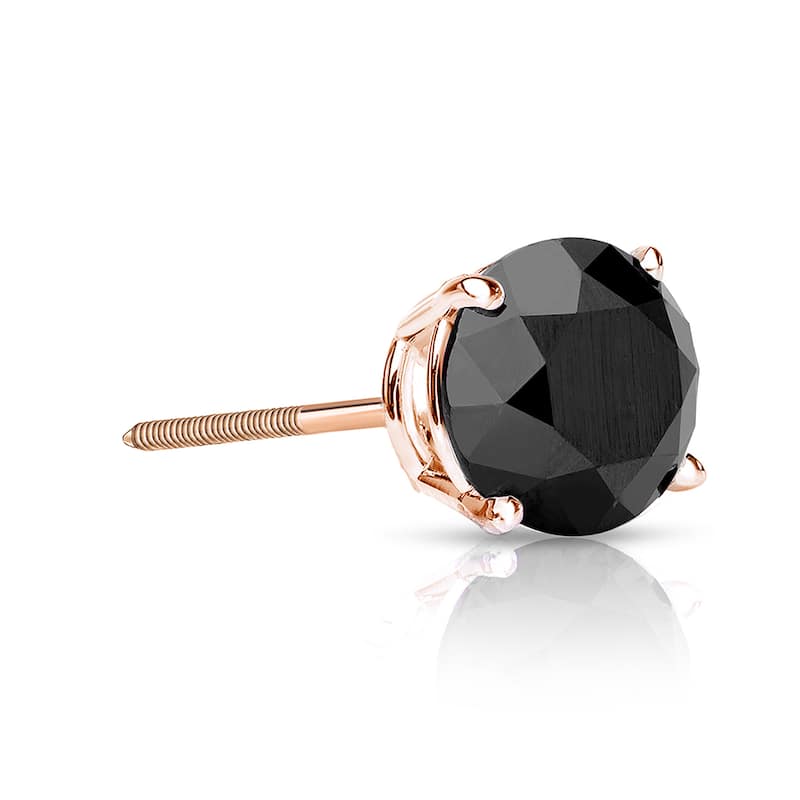 Auriya 14k Gold 1/3ct TDW Round SINGLE (1) Black Diamond Stud Earring