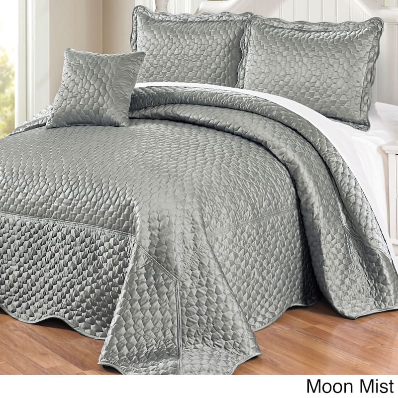 BNF Home Oversized Matte Satin 4-piece Bedspread Set - Moon Mist - Queen