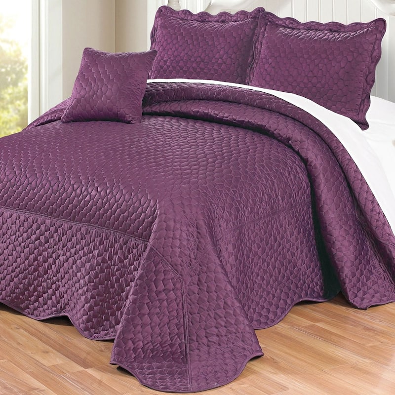 BNF Home Oversized Matte Satin 4-piece Bedspread Set - Purple - Queen