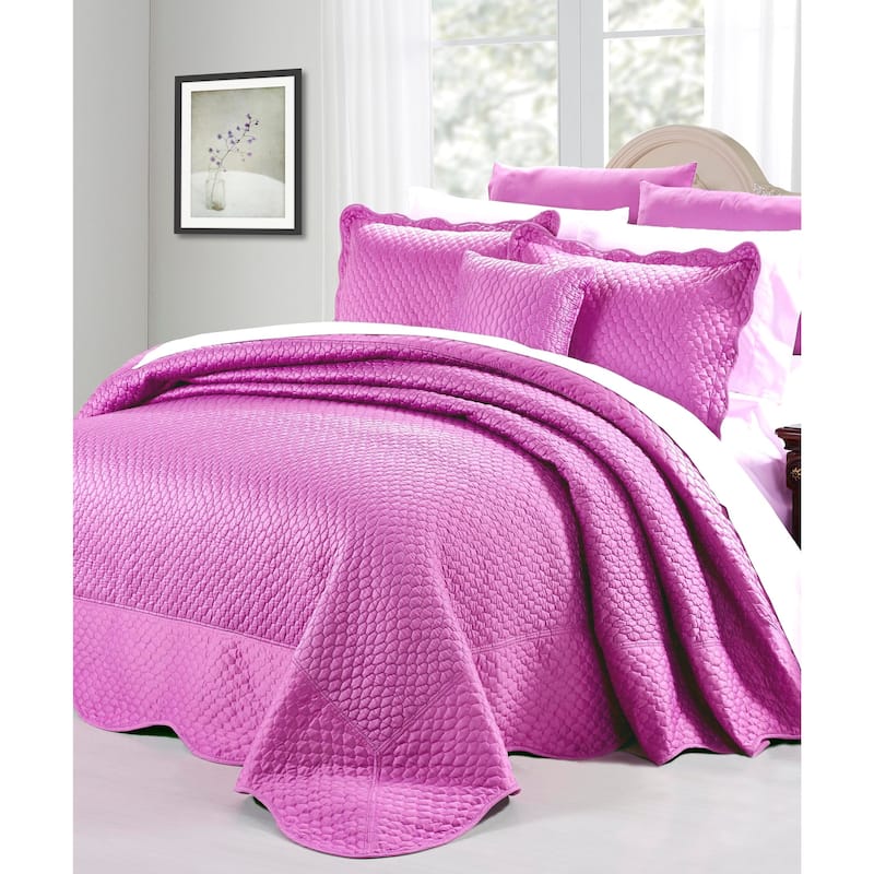 BNF Home Oversized Matte Satin 4-piece Bedspread Set - Rose Purple - California King