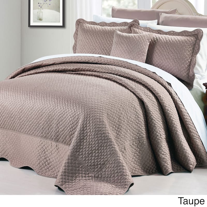 BNF Home Oversized Matte Satin 4-piece Bedspread Set - Taupe - Queen