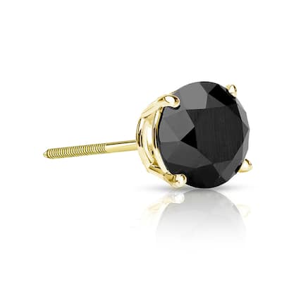 Auriya 14k Gold 1/2ct TDW Round SINGLE (1) Black Diamond Stud Earring