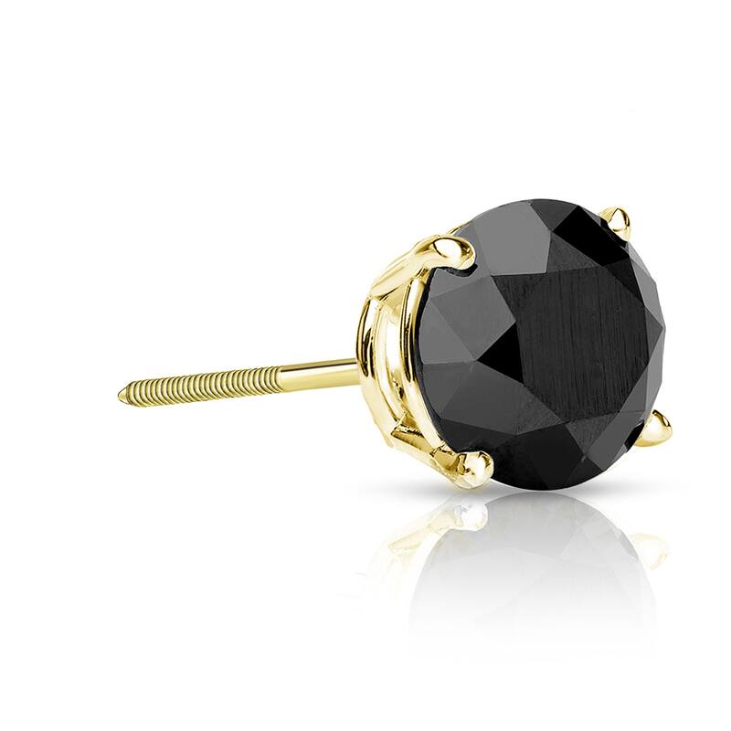 Auriya 3/4ctw Round Black Diamond SINGLE (1) Stud Earring 14k Gold - Yellow