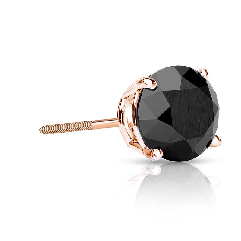 Auriya 3/4ctw Round Black Diamond SINGLE (1) Stud Earring 14k Gold - Rose