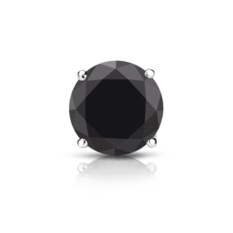 Auriya 14k Gold 1ct TDW Round SINGLE (1) Black Diamond Stud Earring