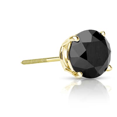 Auriya 14k Gold 1ct TDW Round SINGLE (1) Black Diamond Stud Earring