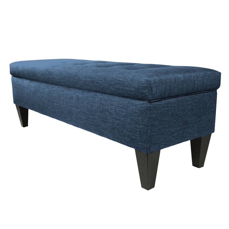 MJL Furniture 'Brooke 10' Solid-colored Fabric/Wood Button-tufted Long Storage Bench - Blue