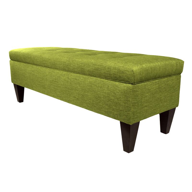 MJL Furniture 'Brooke 10' Solid-colored Fabric/Wood Button-tufted Long Storage Bench - Green