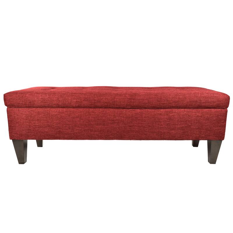 MJL Furniture 'Brooke 10' Solid-colored Fabric/Wood Button-tufted Long Storage Bench - Red