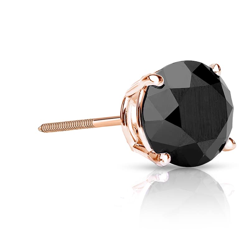 Auriya 14k Gold 1 1/4ct TDW Round SINGLE (1) Black Diamond Stud Earring
