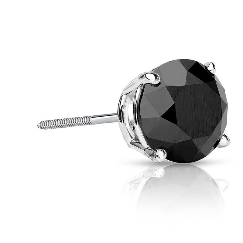 Auriya 14k Gold 1 1/4ct TDW Round SINGLE (1) Black Diamond Stud Earring