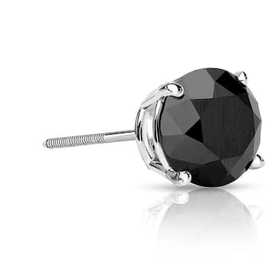 Auriya 14k Gold 1 1/4ct TDW Round SINGLE (1) Black Diamond Stud Earring