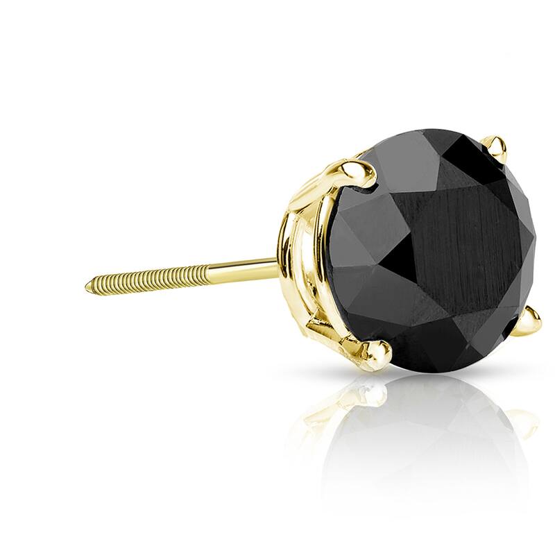 Auriya 1 1/2ctw Round Black Diamond SINGLE (1) Stud Earring 14k Gold