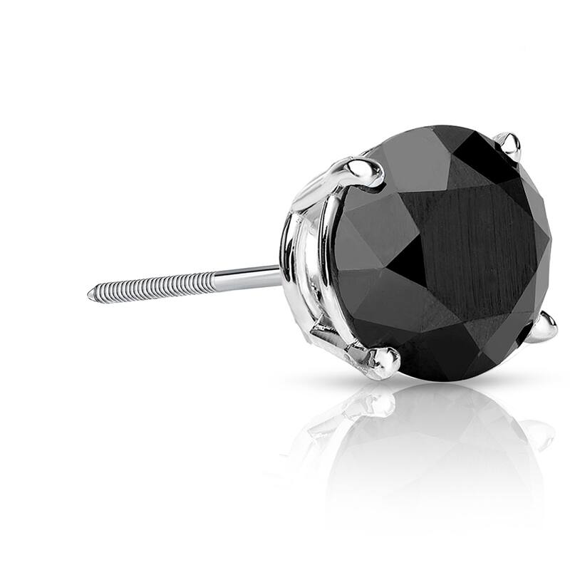 Auriya 2ctw Round Black Diamond SINGLE (1) Stud Earring 14k Gold