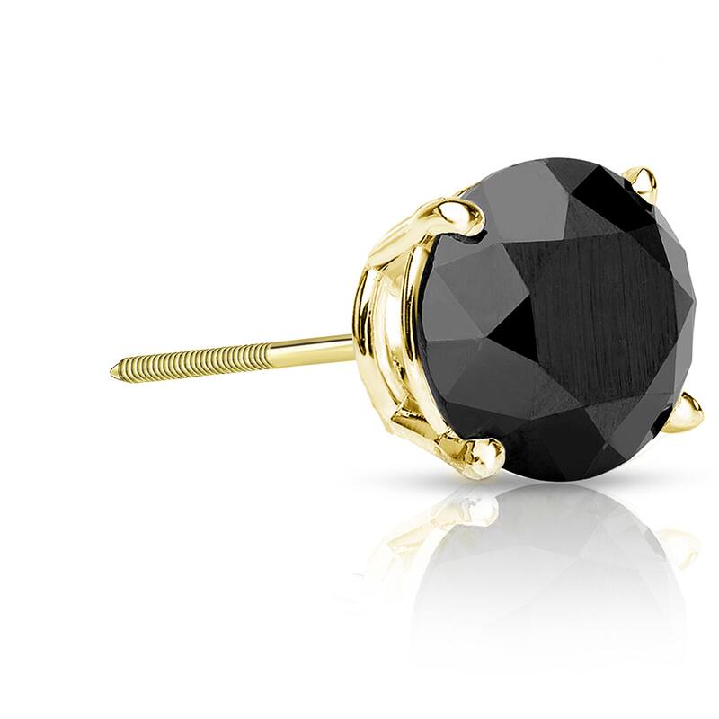 Auriya 2ctw Round Black Diamond SINGLE (1) Stud Earring 14k Gold