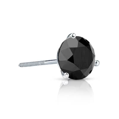 Auriya 1/4ctw 3-Prong Martini Round Black Diamond SINGLE (1) Stud Earring 14k Gold