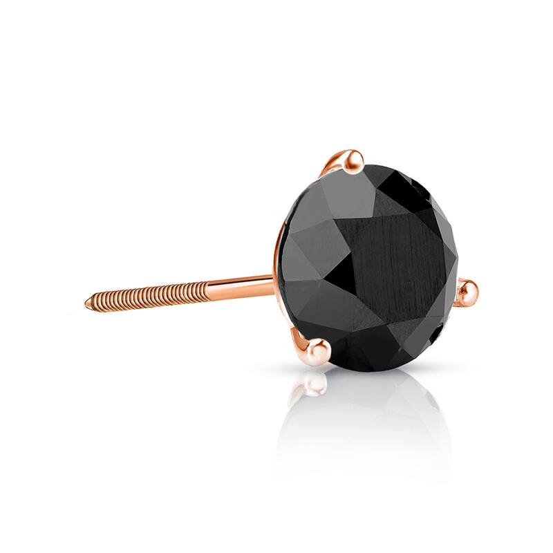 Auriya 14k Gold 1/2ct TDW Round SINGLE (1) Black Diamond Stud Earring