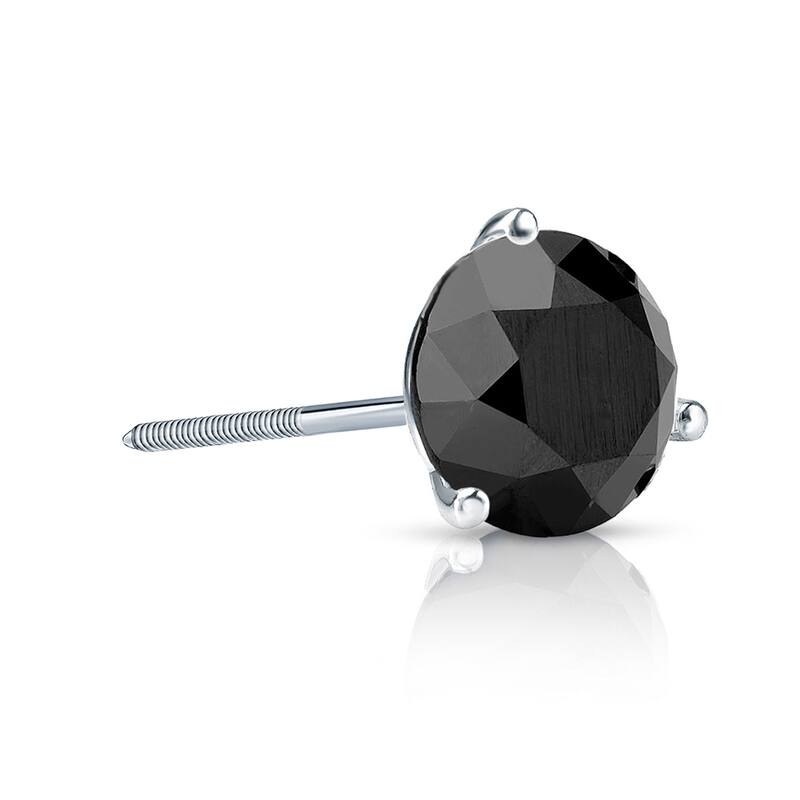 Auriya 14k Gold 1/2ct TDW Round SINGLE (1) Black Diamond Stud Earring