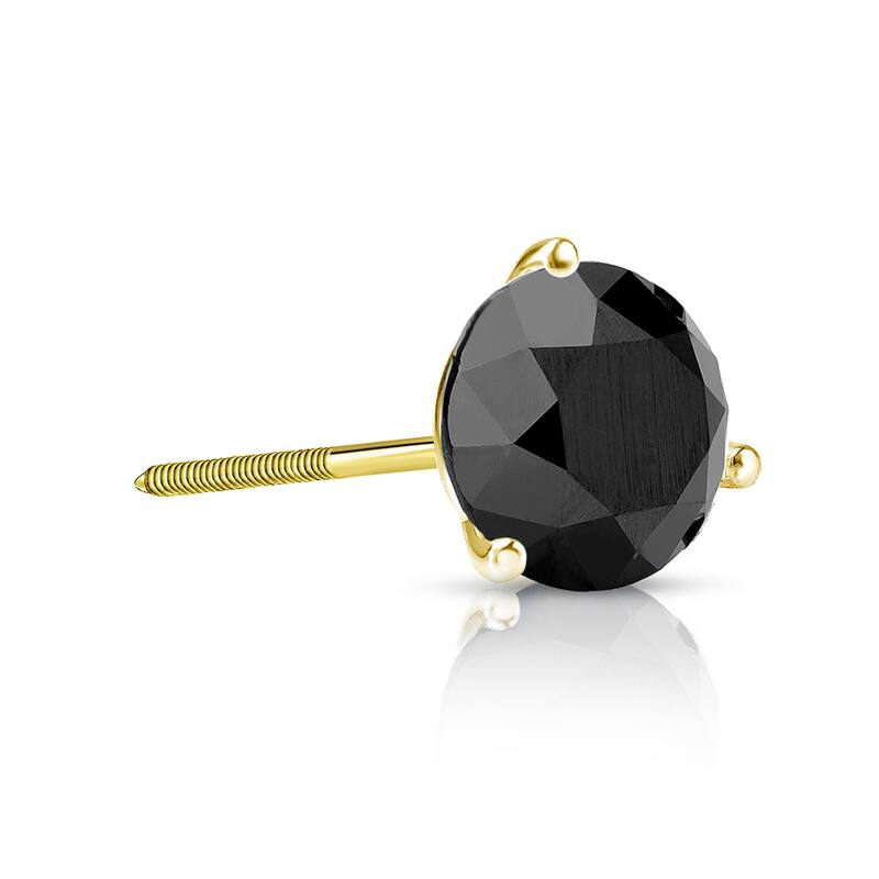 Auriya 14k Gold 1/2ct TDW Round SINGLE (1) Black Diamond Stud Earring