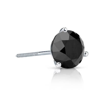 Auriya 14k Gold 3/4ct TDW Round SINGLE (1) Black Diamond Stud Earring