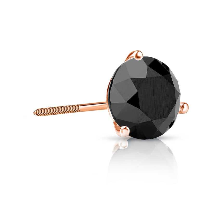 Auriya 14k Gold 3/4ct TDW Round SINGLE (1) Black Diamond Stud Earring