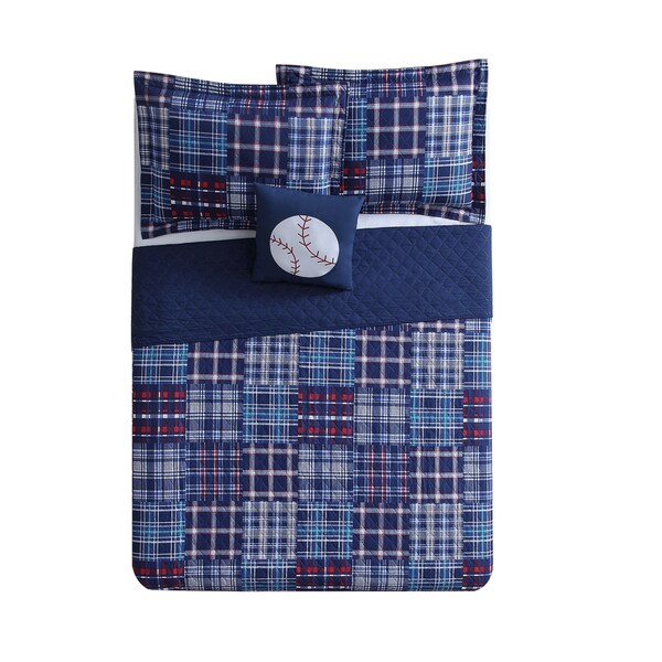 navy plaid pillow