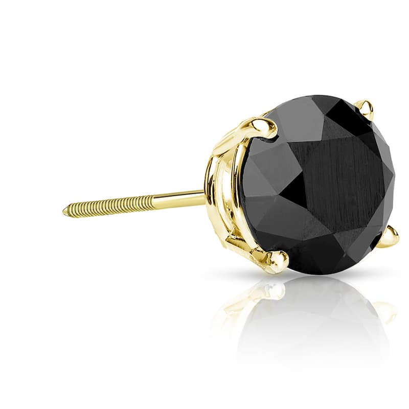 Auriya 1 1/2ctw Round Black Diamond SINGLE (1) Stud Earring 14k Gold