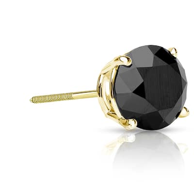 Auriya 1 1/2ctw Round Black Diamond SINGLE (1) Stud Earring 14k Gold