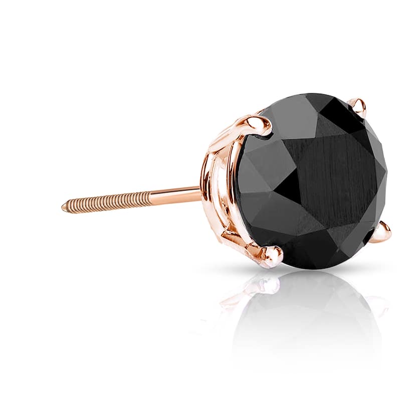 Auriya 1 1/2ctw Round Black Diamond SINGLE (1) Stud Earring 14k Gold