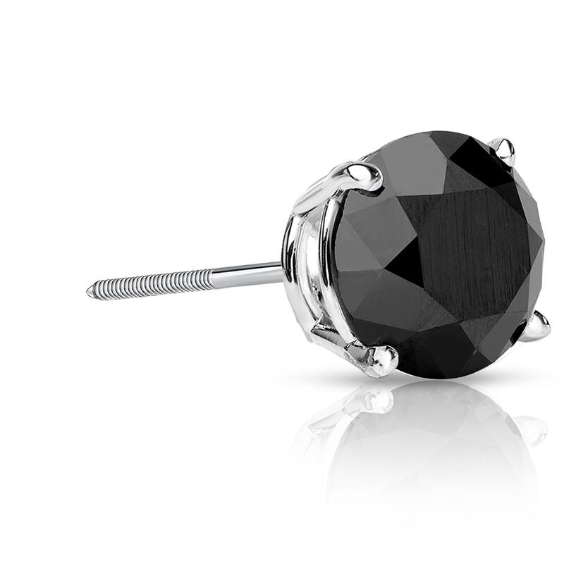 Auriya 1 1/2ctw Round Black Diamond SINGLE (1) Stud Earring 14k Gold