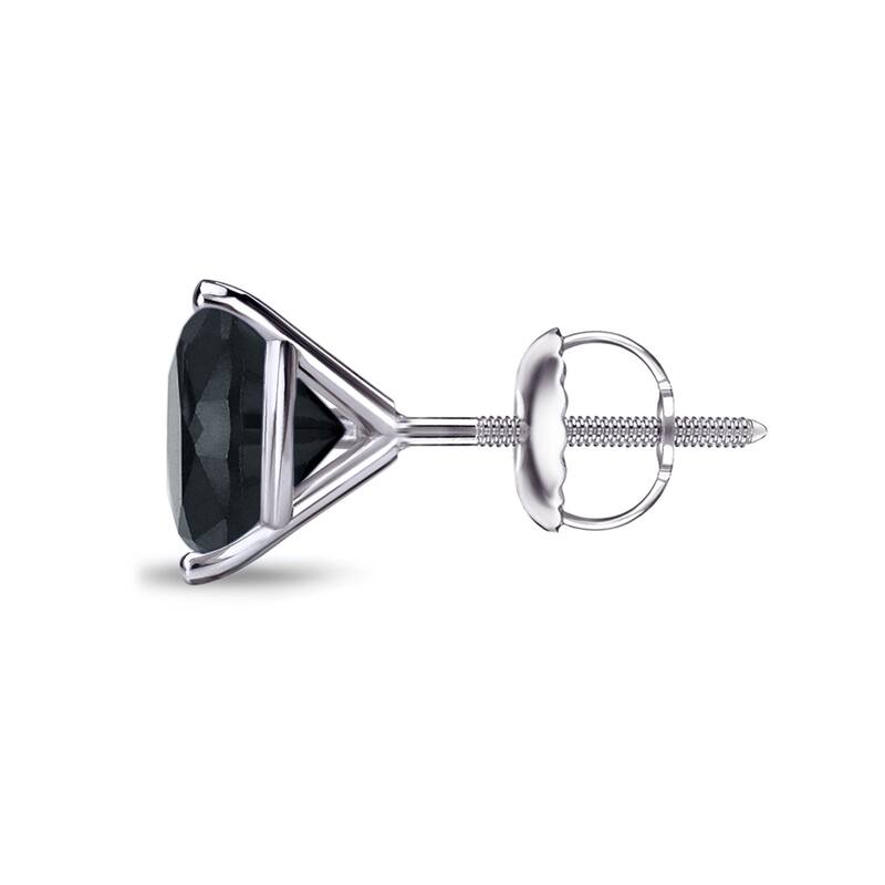 Auriya 14k Gold 2ct TDW 3-Prong Round SINGLE (1) Black Diamond Stud Earring