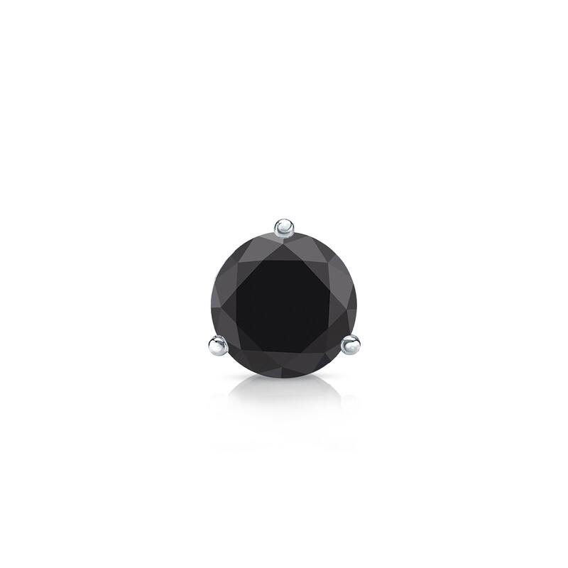 Auriya 14k Gold 2ct TDW 3-Prong Round SINGLE (1) Black Diamond Stud Earring