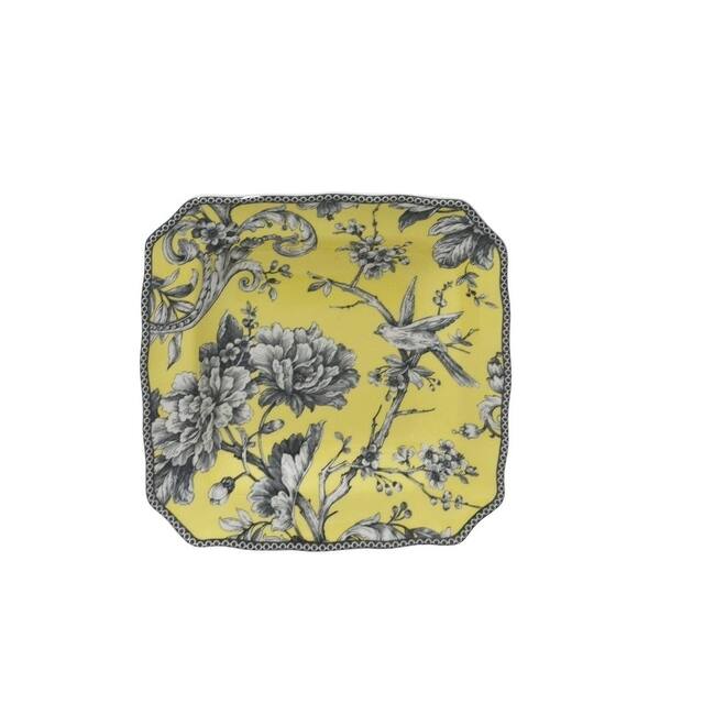 222 Fifth Adelaide 16-Piece Porcelain Dinnerware Set with Square Dishes, Yellow
