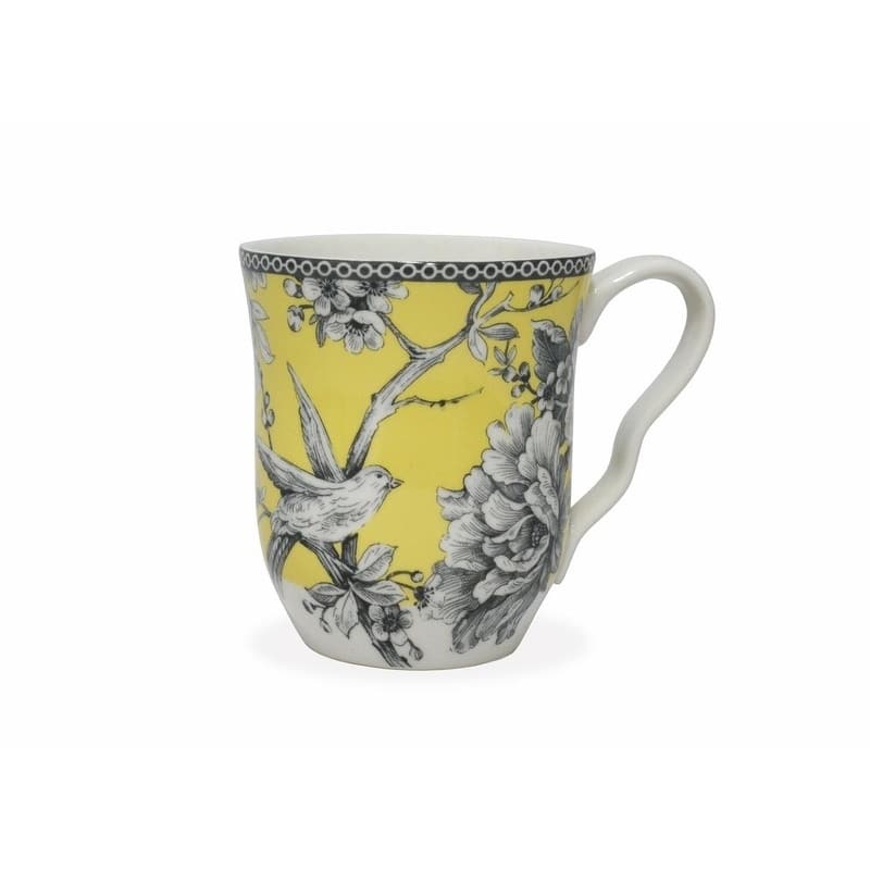 222 Fifth Adelaide 16-Piece Porcelain Dinnerware Set with Square Dishes, Yellow