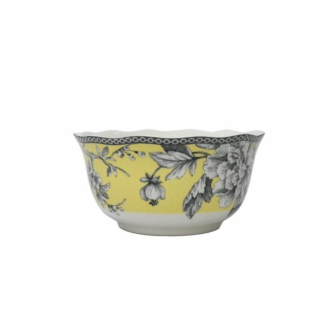222 Fifth Adelaide 16-Piece Porcelain Dinnerware Set with Square Dishes, Yellow