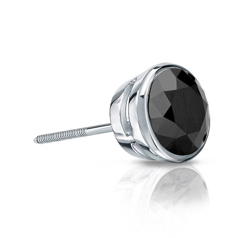 Auriya 1/4ctw Bezel-Set Round Black Diamond SINGLE (1) Stud Earring 14k Gold