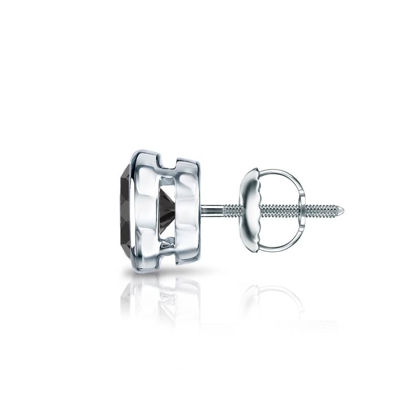 Auriya 1/3ctw Bezel-Set Round Black Diamond SINGLE (1) Stud Earring 14k Gold