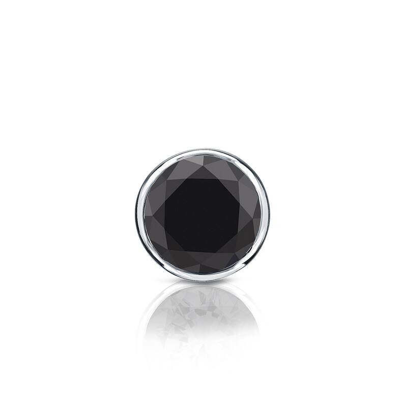 Auriya 1/3ctw Bezel-Set Round Black Diamond SINGLE (1) Stud Earring 14k Gold