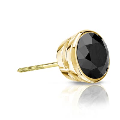 Auriya 1/2ctw Bezel-Set Round Black Diamond SINGLE (1) Stud Earring 14k Gold